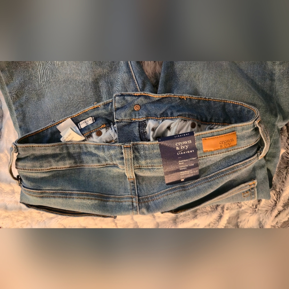 Crown & Ivy Light Blue Straight Leg Jeans